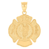 14kt Yellow Gold Mens Fire Department Badge Occupational Charm Pendant